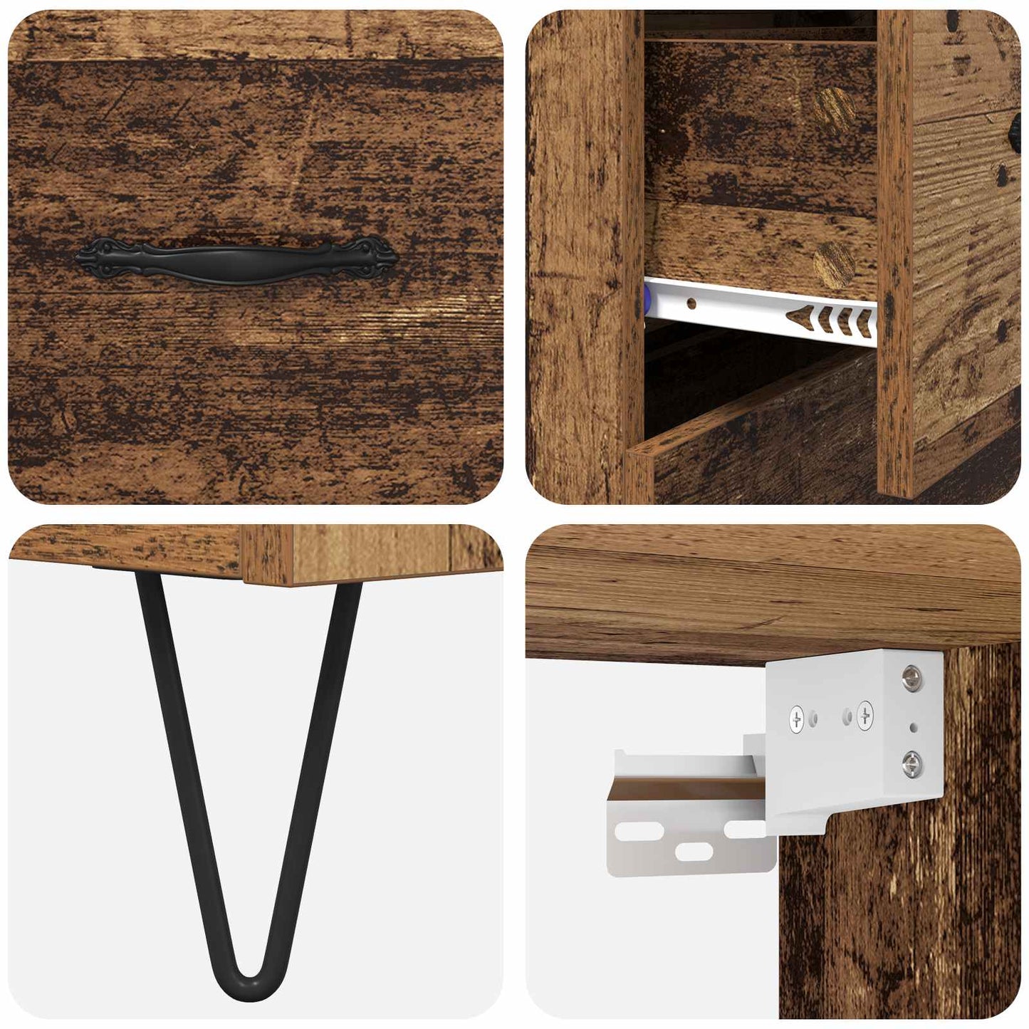 vidaXL Highboard με συρτάρι 2 pcs Παλιό ξύλο Επεξεργασμένο ξύλο