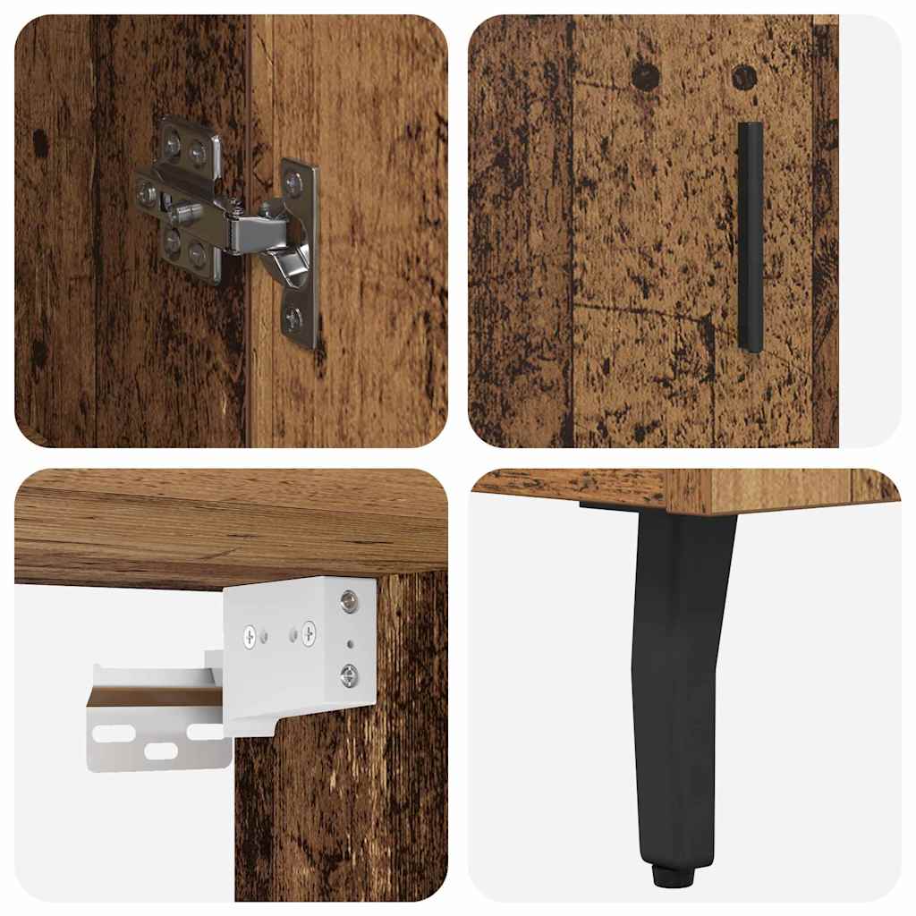 vidaXL Highboard Παλιό Ξύλο 69,5 x 34 x 180 εκ. Σύνθετο Ξύλο και Γυαλί