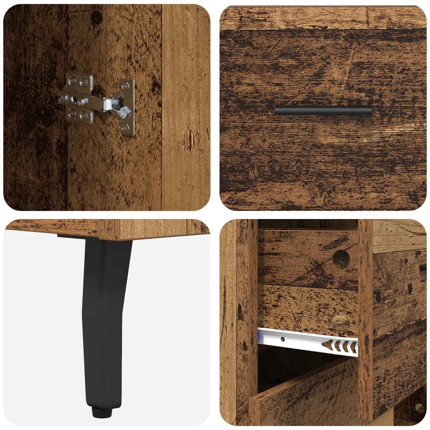 vidaXL Highboard με συρτάρι 2 pcs Παλιό Ξύλο Επεξεργασμένο ξύλο