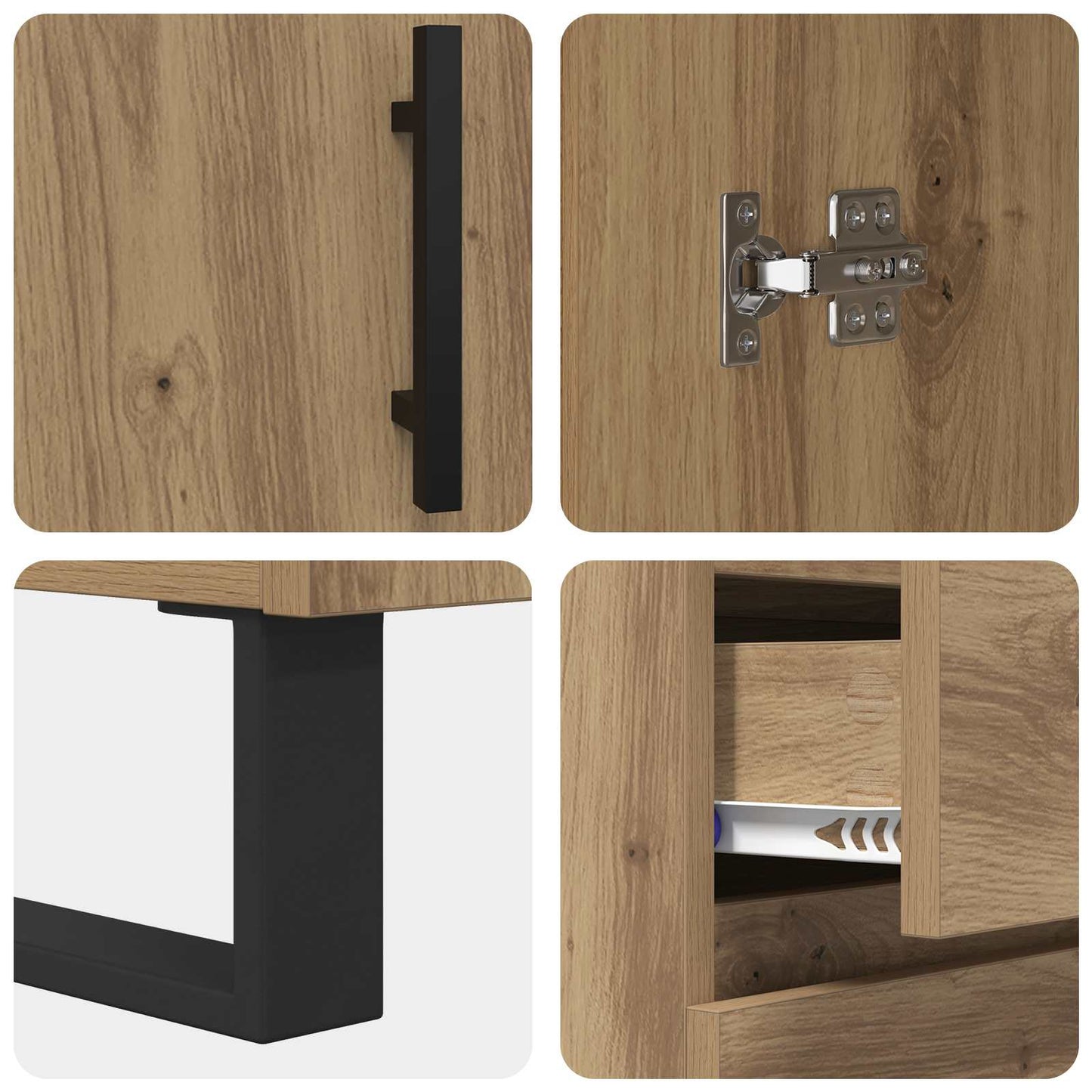 vidaXL Highboard με συρτάρι 2 pcs Artisan Oak Επεξεργασμένο ξύλο