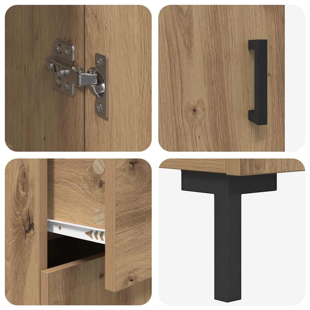 vidaXL Highboard με συρτάρι 2 pcs Artisan Oak Επεξεργασμένο ξύλο