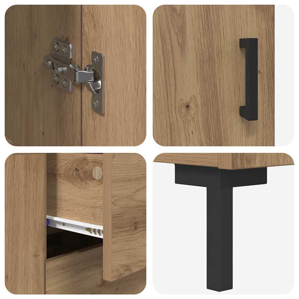 vidaXL Highboard με συρτάρι 2 pcs Artisan Oak Επεξεργασμένο ξύλο