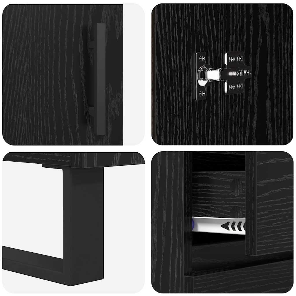 vidaXL Highboard με συρτάρι 2 pcs Μαύρη Οξυά Επεξεργασμένο ξύλο