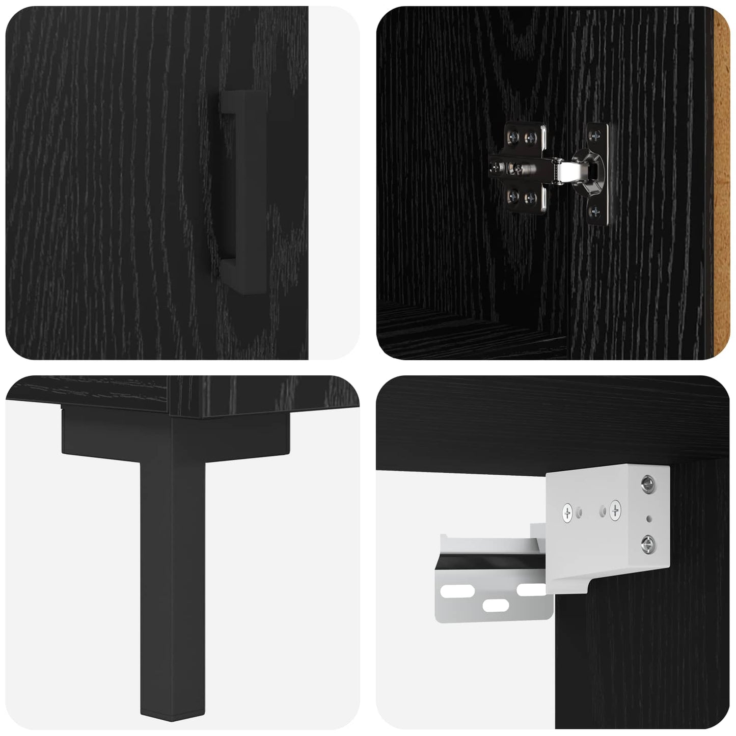 vidaXL Highboard Μαύρη Οξυά 69,5 x 34 x 180 εκ. Επεξεργασμένο ξύλο