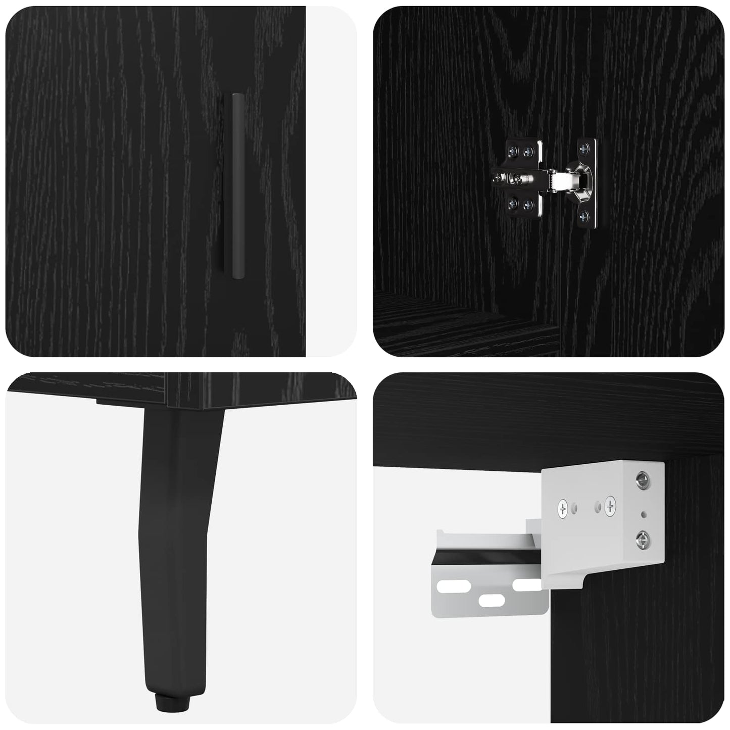 vidaXL Highboard 2 pcs Μαύρη δρυς Σύνθετο Ξύλο και Γυαλί