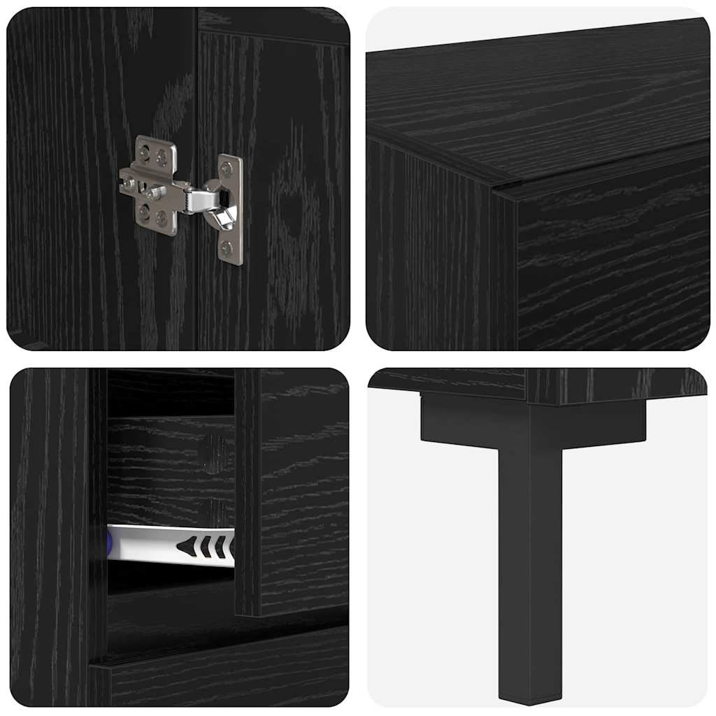 vidaXL Highboard με συρτάρι 2 pcs Μαύρη Οξυά Επεξεργασμένο ξύλο