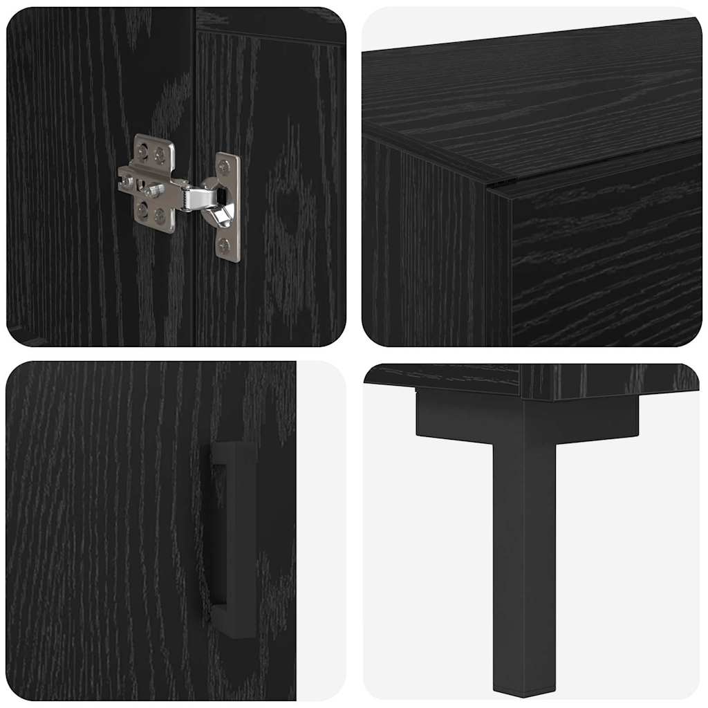 vidaXL Highboard 2 pcs Μαύρη Οξυά Επεξεργασμένο ξύλο