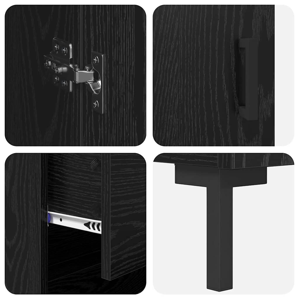 vidaXL Highboard με συρτάρι 2 pcs Μαύρη Οξυά Επεξεργασμένο ξύλο