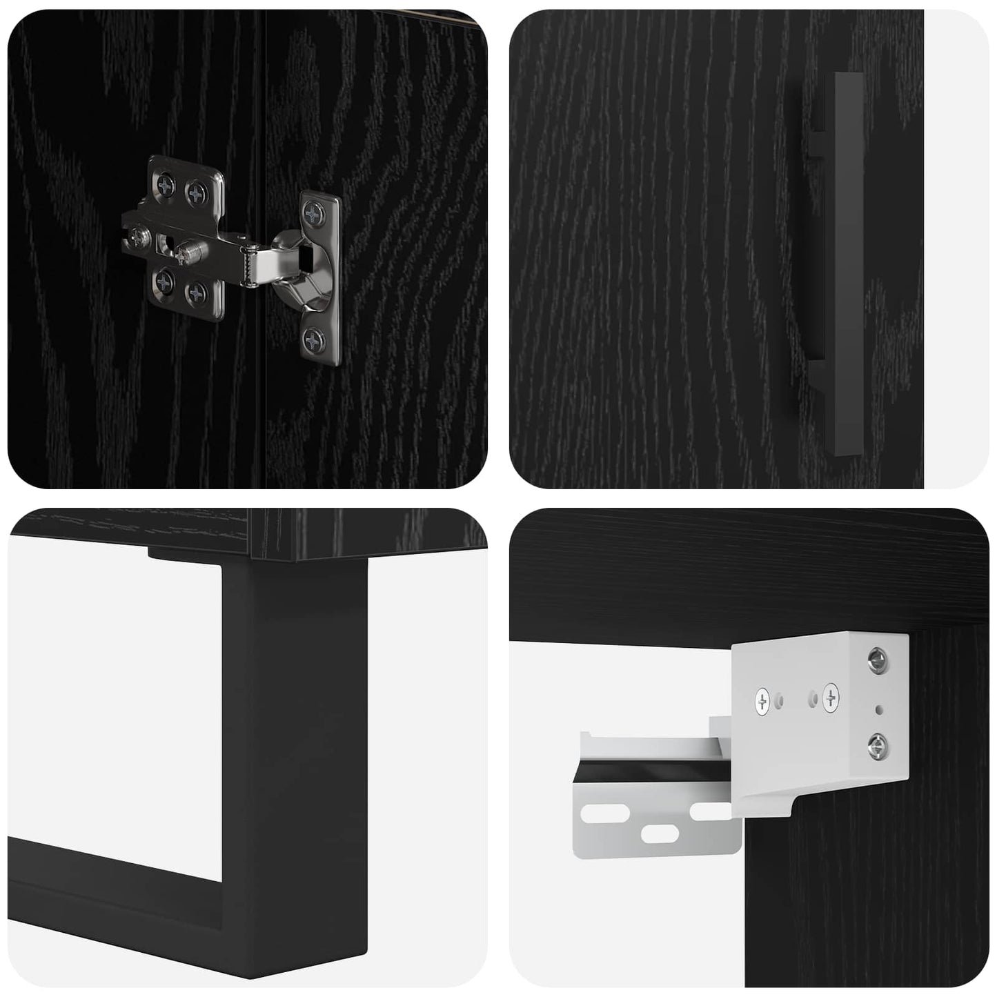 vidaXL Highboard 2 pcs Μαύρη Οξυά 69,5 x 34 x 180 εκ.