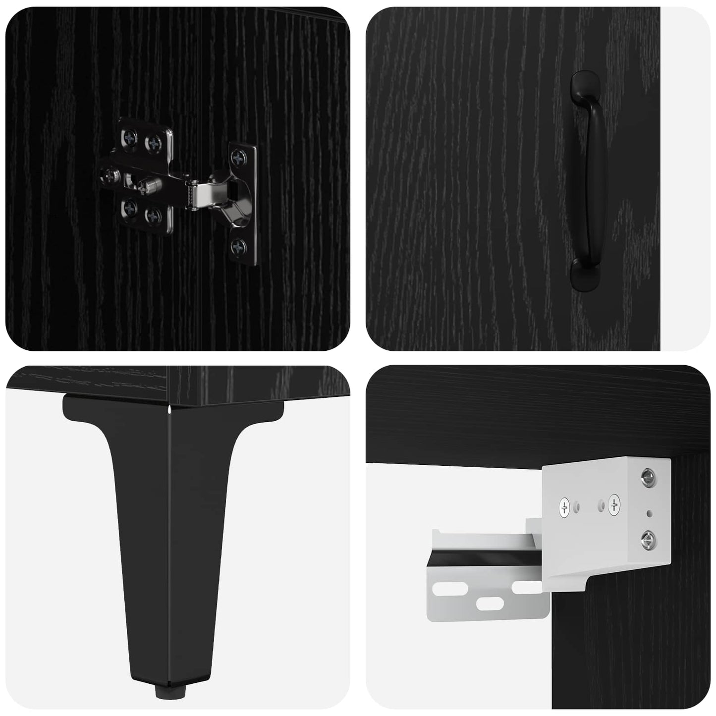 vidaXL Highboard Μαύρη Οξυά 69,5 x 34 x 180 εκ. Επεξεργασμένο ξύλο