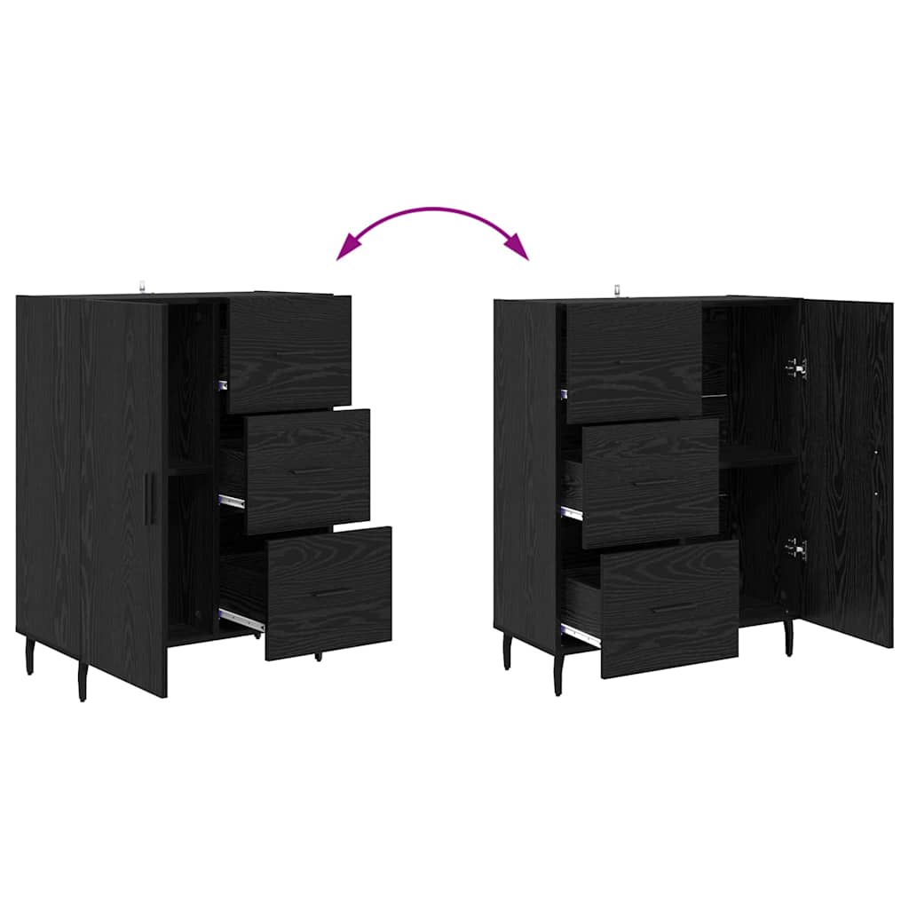 vidaXL Highboard με συρτάρι 2 pcs Μαύρη Οξυά Επεξεργασμένο ξύλο