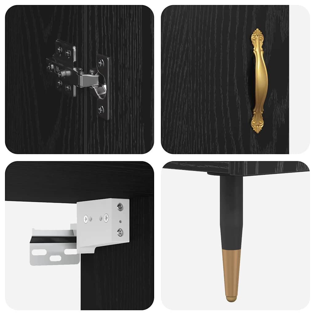 vidaXL Highboard Επιτοίχιο 2 pcs Μαύρη Οξυά 69,5 x 34 x 180 εκ.