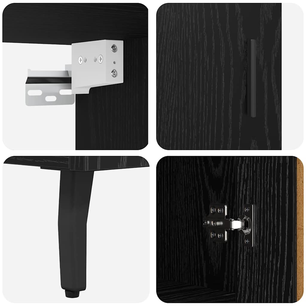 vidaXL Highboard 2 pcs Μαύρη Οξυά Σύνθετο Ξύλο και Γυαλί