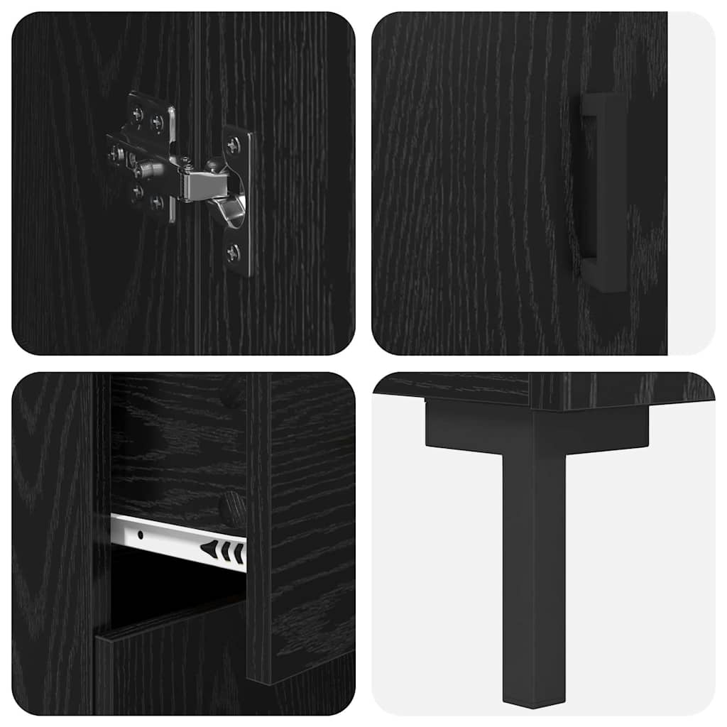 vidaXL Highboard Επιτοίχιο 2 pcs Μαύρη Οξυά 69,5 x 34 x 180 εκ.