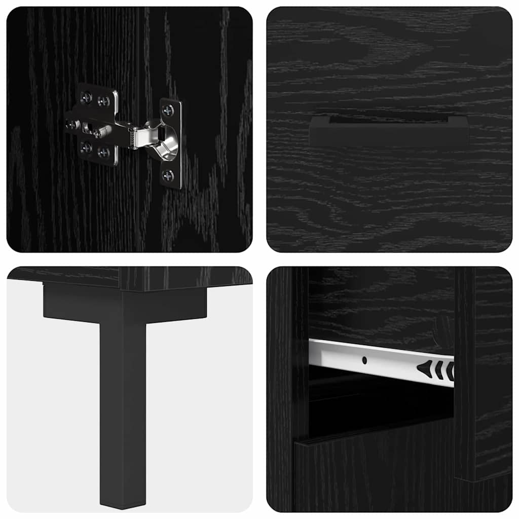 vidaXL Highboard με συρτάρι 2 pcs Μαύρη Οξυά Επεξεργασμένο ξύλο