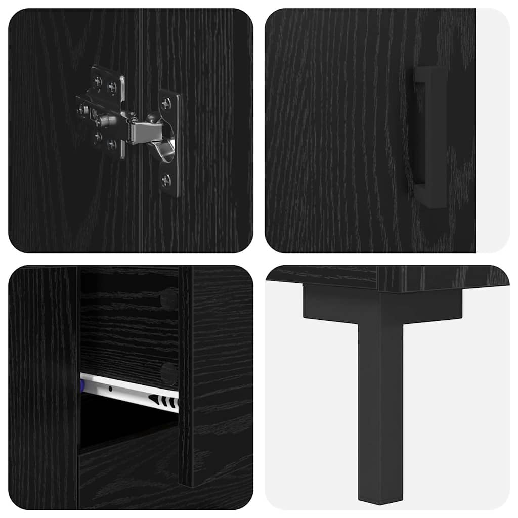 vidaXL Highboard με συρτάρι 2 pcs Μαύρη Οξυά Επεξεργασμένο ξύλο