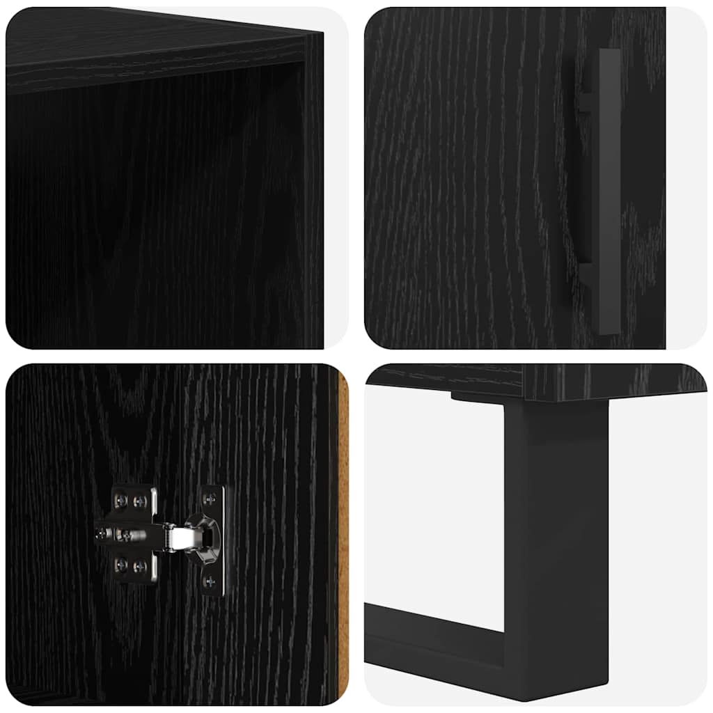 vidaXL Highboard με συρτάρι 2 pcs Μαύρη Οξυά Επεξεργασμένο ξύλο