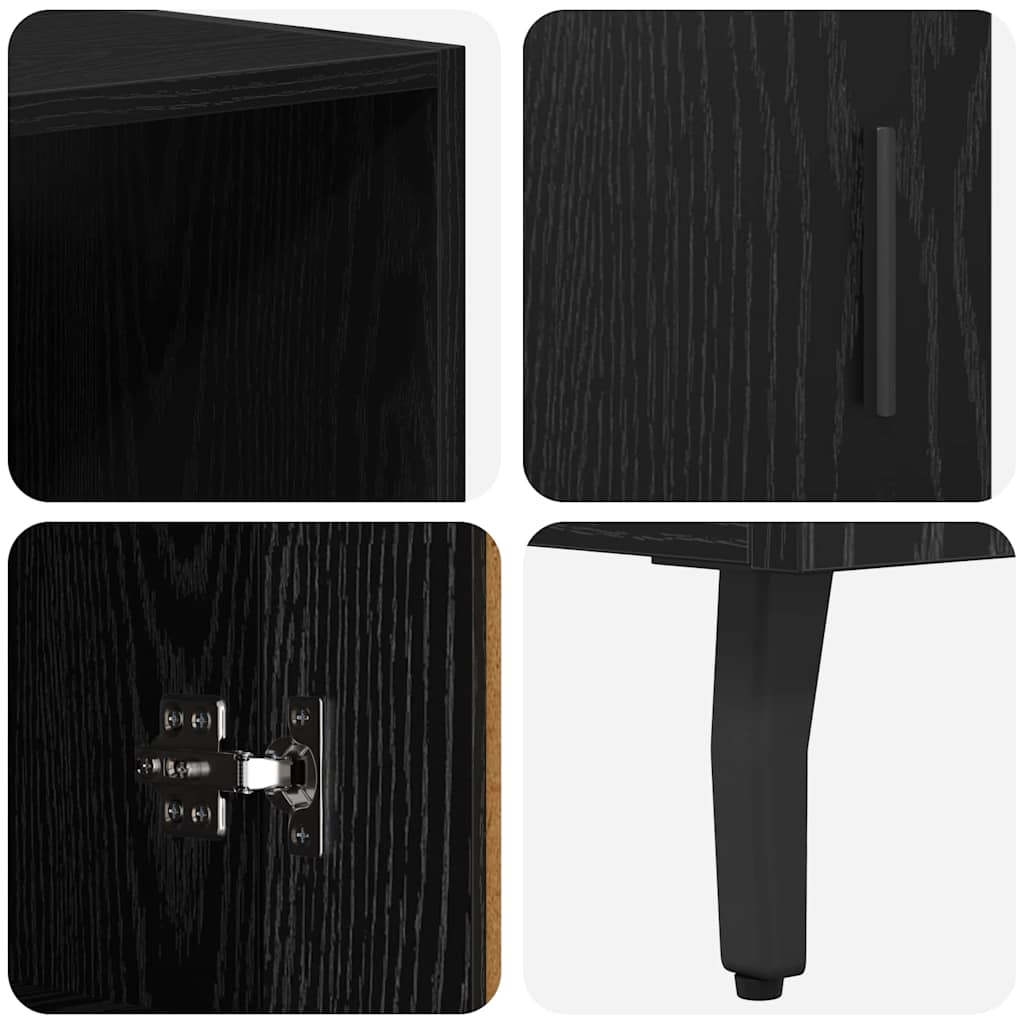 vidaXL Highboard Μαύρη Οξυά 69,5 x 34 x 180 εκ. Σύνθετο Ξύλο και Γυαλί