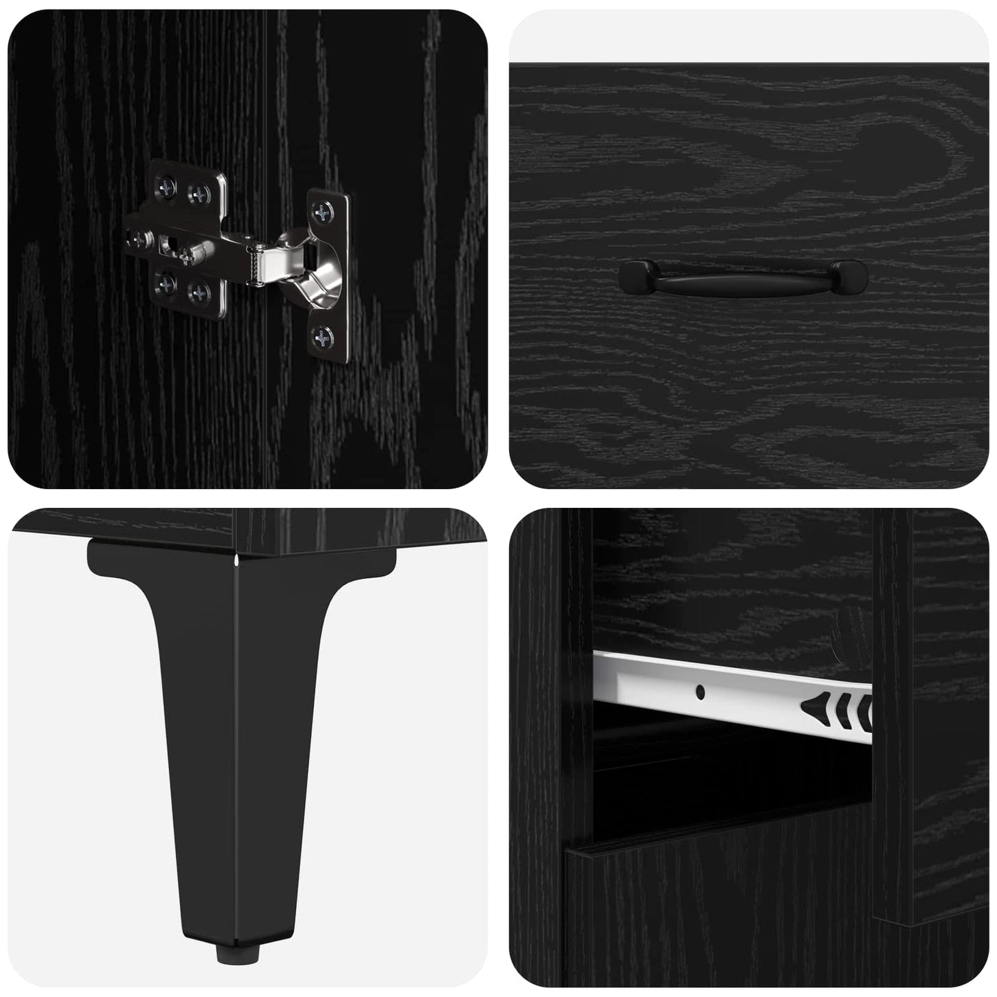 Highboard Επιτοίχιο Μαύρη Οξυά 69,5 x 34 x 180 εκ. Επεξεργασμένο ξύλο