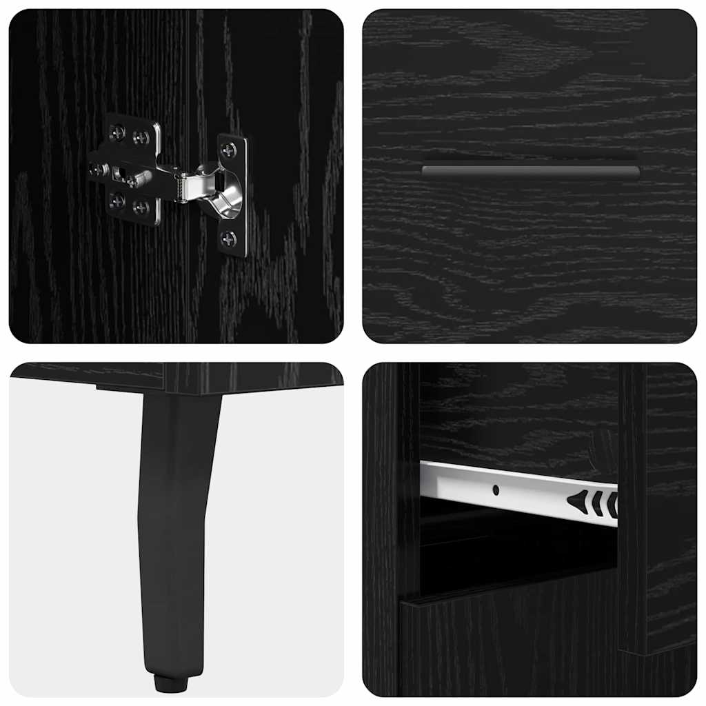 vidaXL Highboard με συρτάρι 2 pcs Μαύρη Οξυά Επεξεργασμένο ξύλο