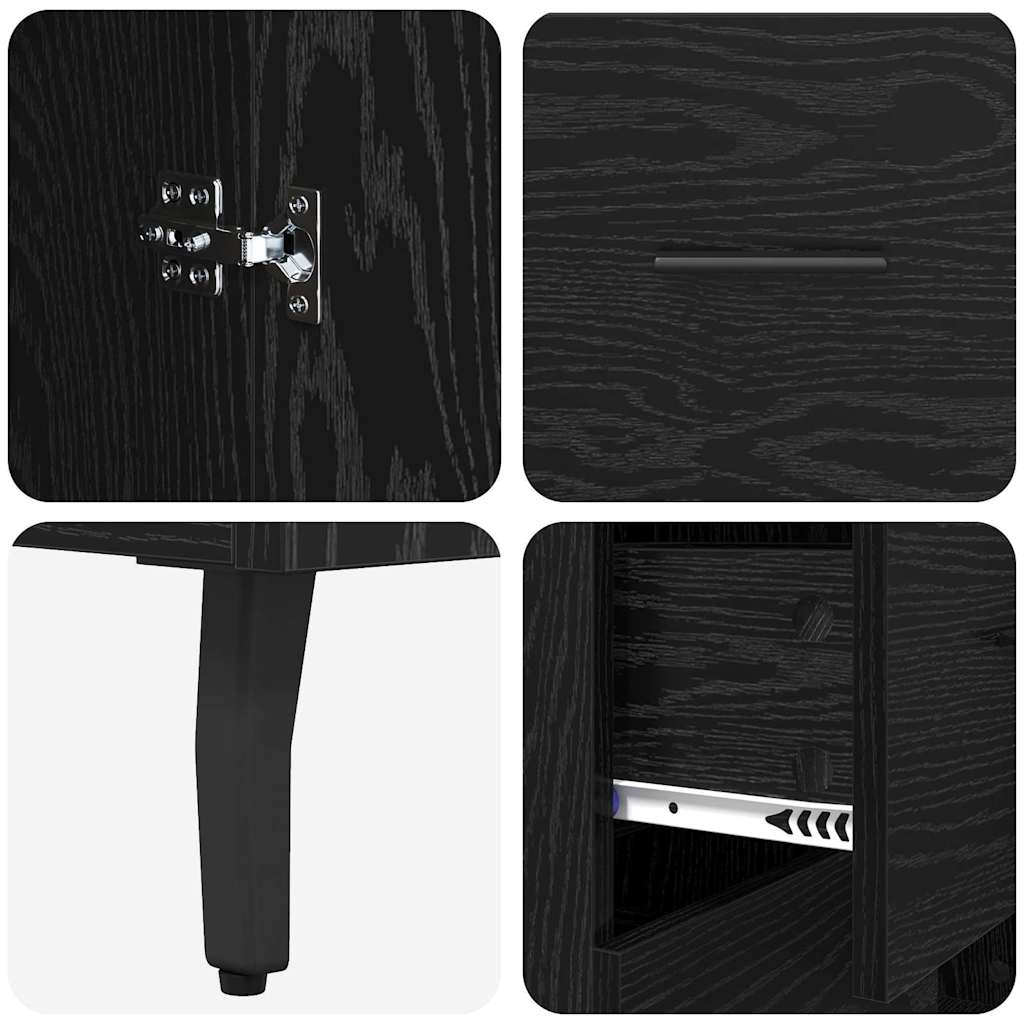vidaXL Highboard Μαύρη Οξυά 69,5 x 34 x 180 εκ. Σύνθετο Ξύλο και Γυαλί