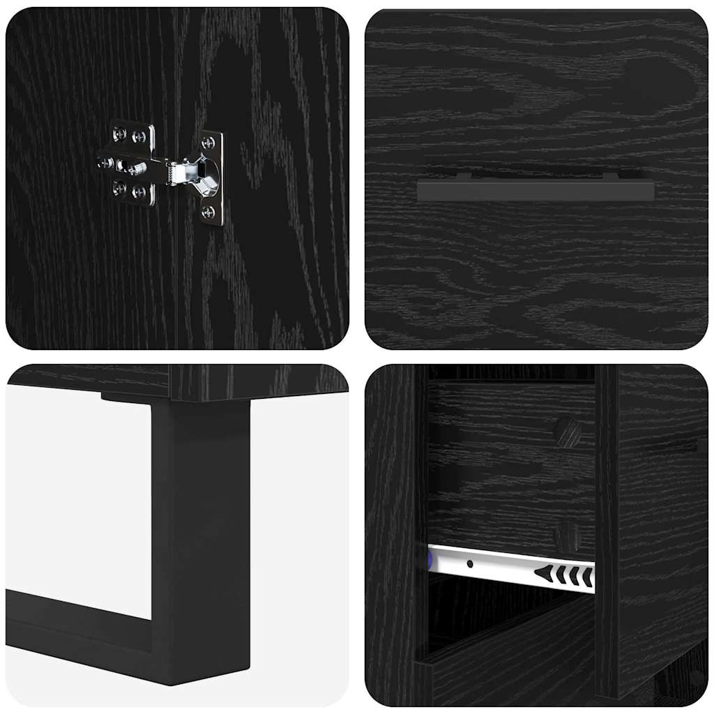 vidaXL Highboard 2 pcs Μαύρη Οξυά 69,5 x 34 x 180 εκ.