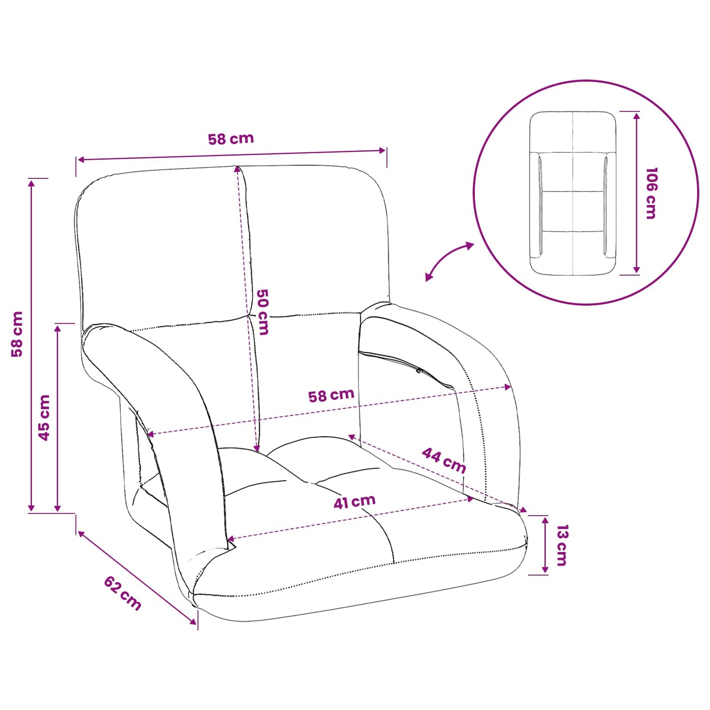 vidaXL Καρέκλα Δαπέδου Ανοιχτό γκρι 58 x 62 x 58 εκ Βελούδο