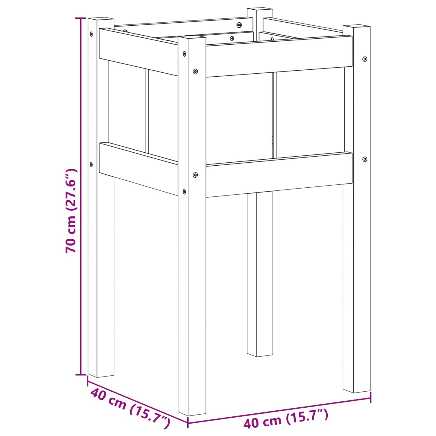 vidaXL Γλάστρα Κήπου Φύση 40 x 40 x 70 εκ Στερεά ξυλεία πεύκου