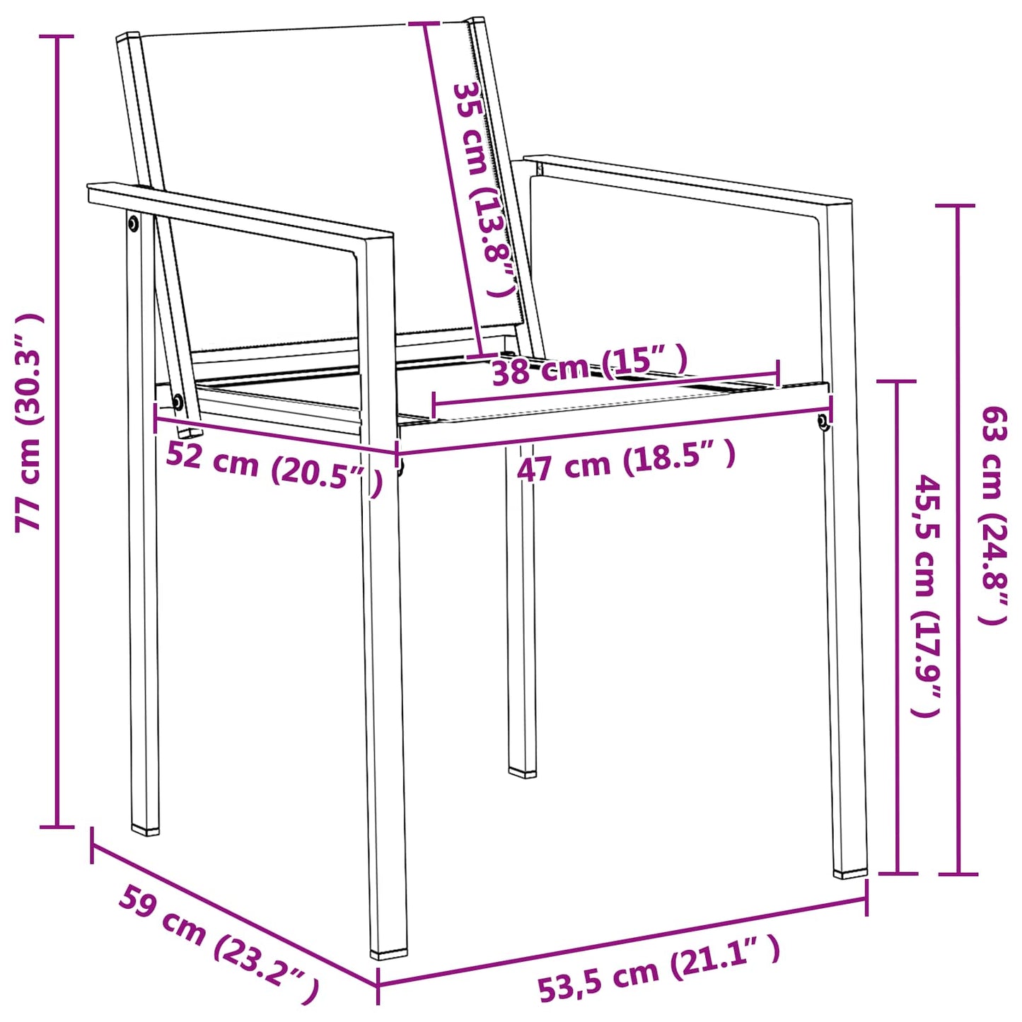 vidaXL Καρέκλες Κήπου 2 pcs Μαύρο και Ανθρακί 53,5 x 59 x 77 εκ