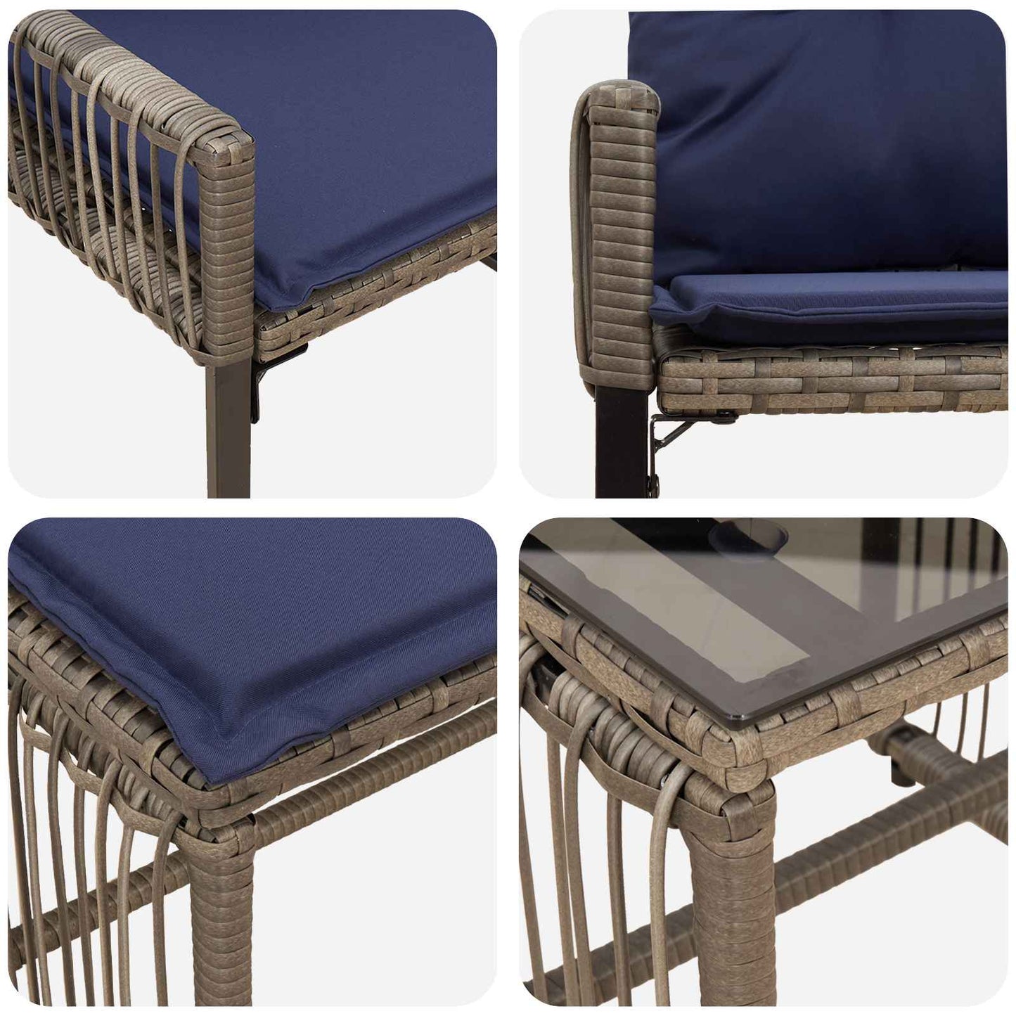 vidaXL Σετ Εξωτερικών Επίπλων 11 τμχ. Γκρι και Navy Blue