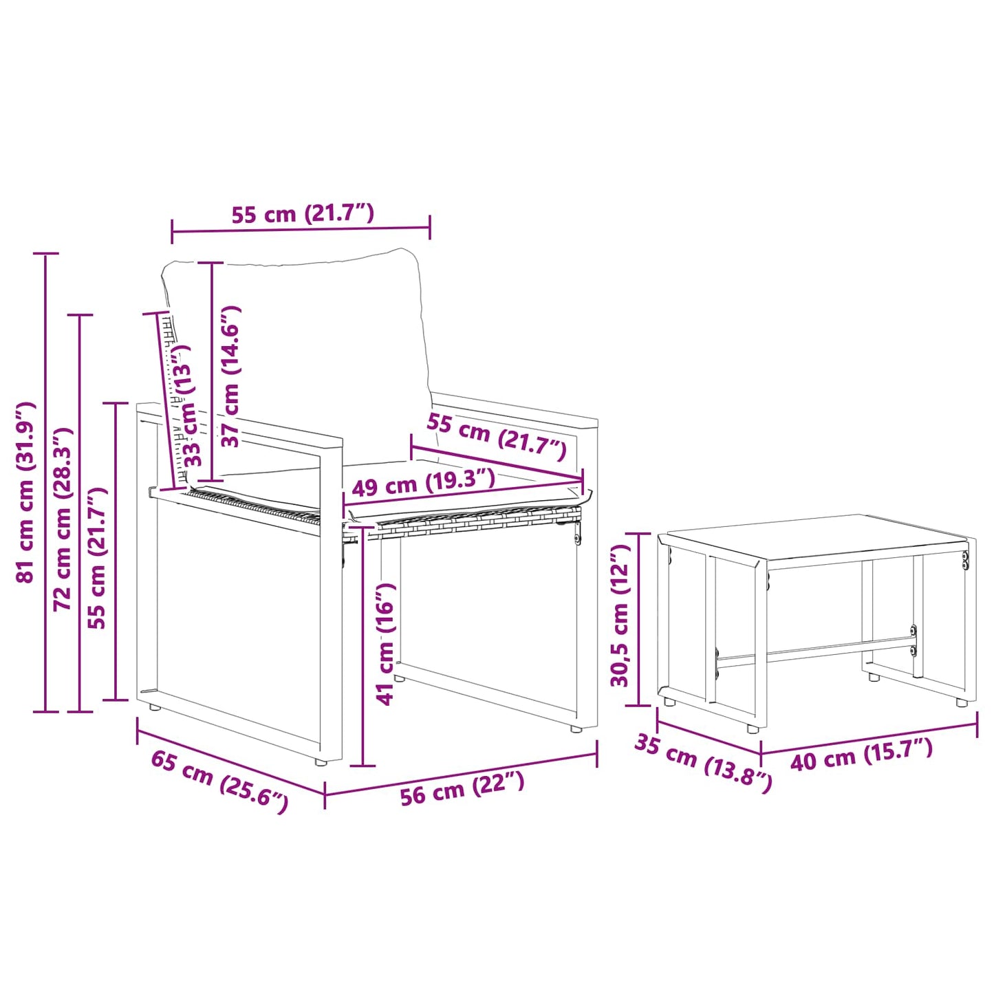 vidaXL Σύνολα επίπλων με μαξιλάρι 3 pcs Μαύρο και Κρεμ Λευκό Ρατάν