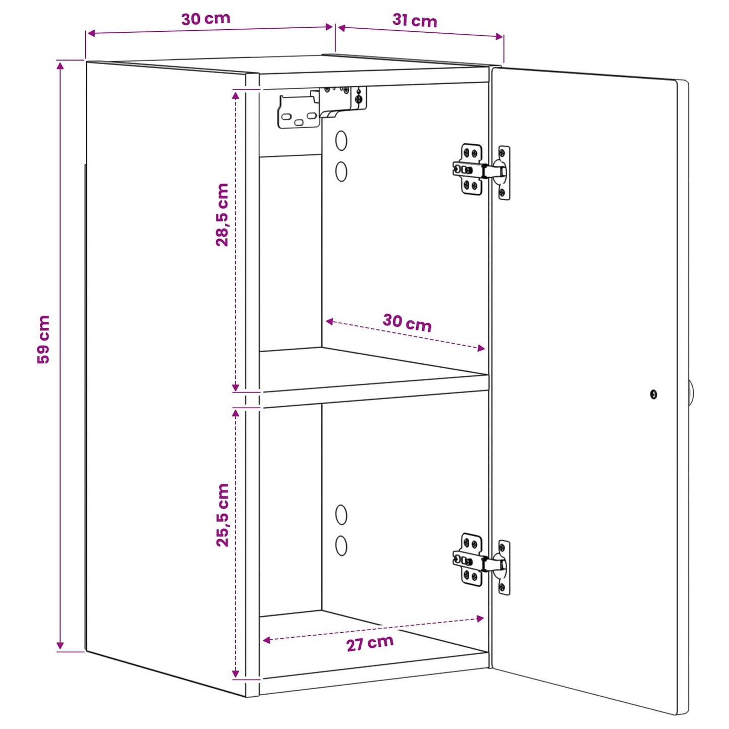 vidaXL Ντουλάπα τοίχου μπάνιου ZWOLLE Γκρι Sonoma 30 x 31 x 63 εκ.