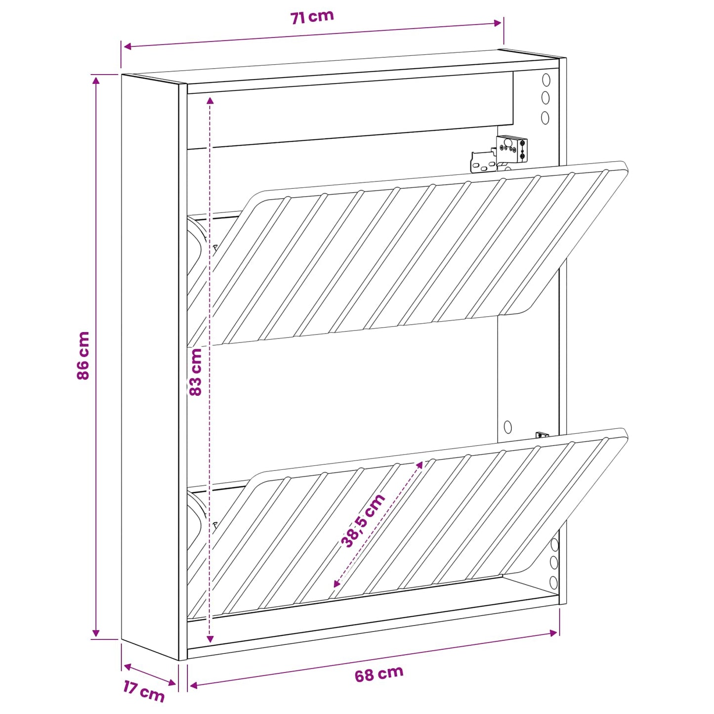 vidaXL Τοίχου Ντουλάπα Παπουτσιών ZWOLLE 71 x 17 x 86 εκ.