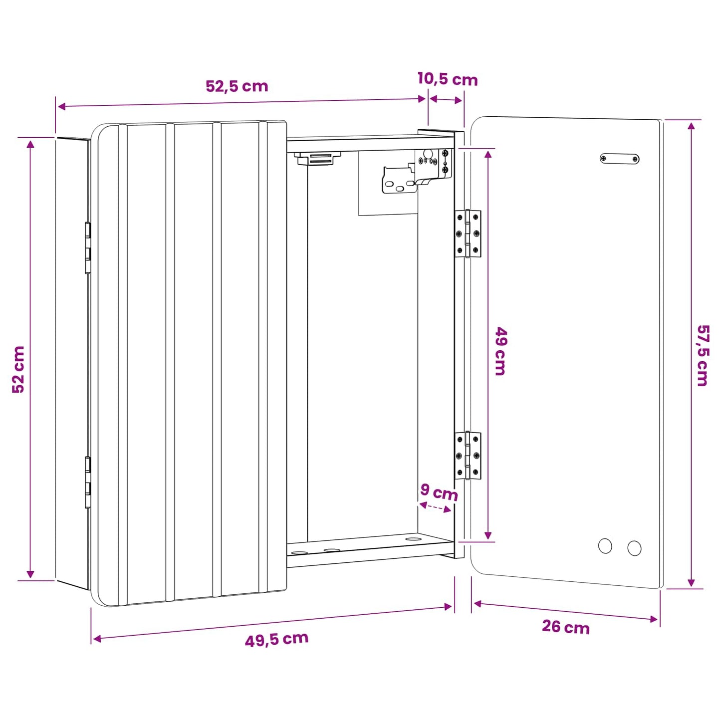 vidaXL Ντουλάπα Πινάκων Βελών ZWOLLE Γκρι Sonoma 52,5 x 10,5 x 57,5 εκ