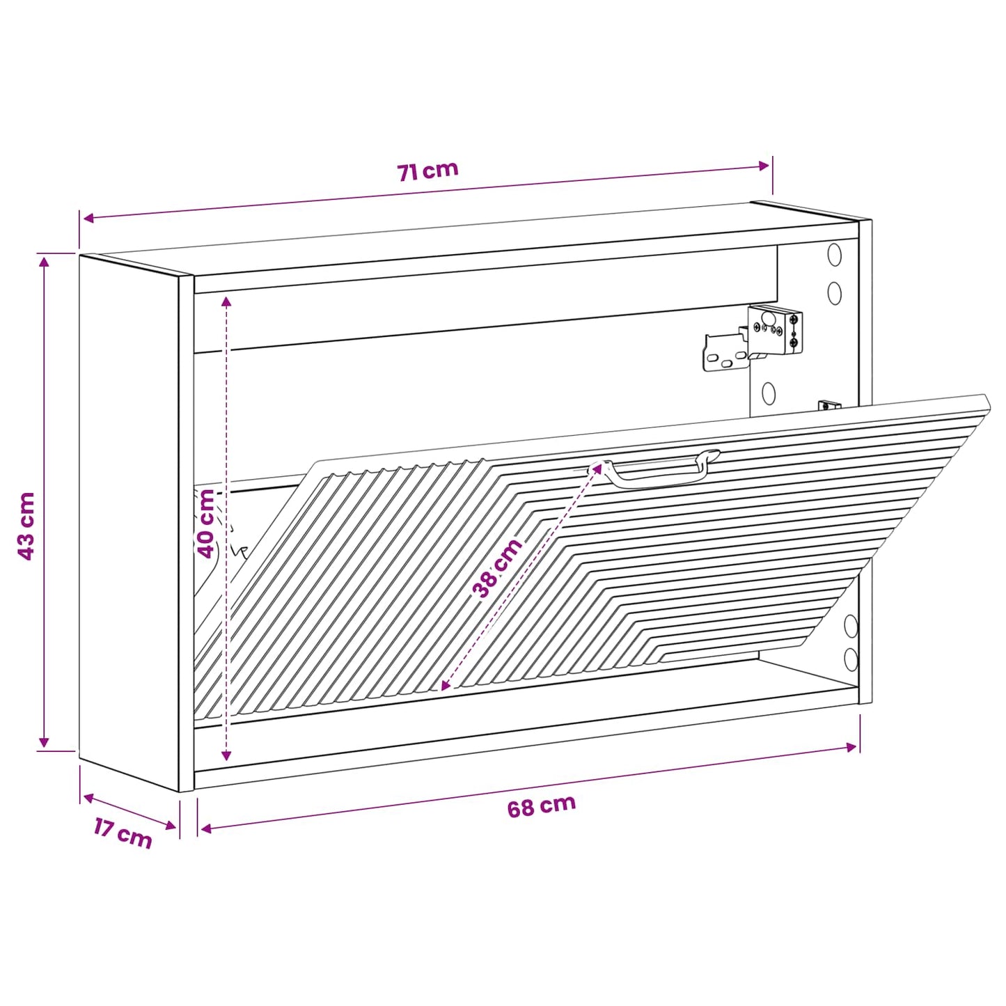 vidaXL Τοίχου Ντουλάπα Παπουτσιών HAARLEM 71 x 17 x 43 εκ Λευκό