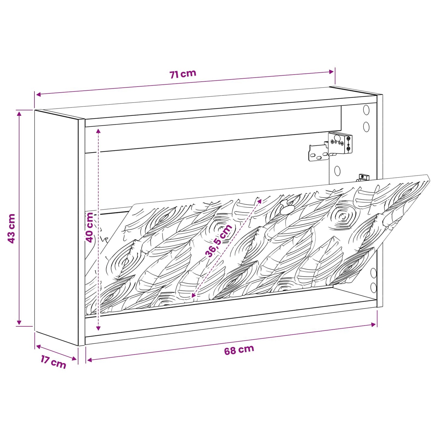 vidaXL Τοίχου Ντουλάπα Παπουτσιών DELFT 71 x 17 x 43 εκ Γκρι Sonoma
