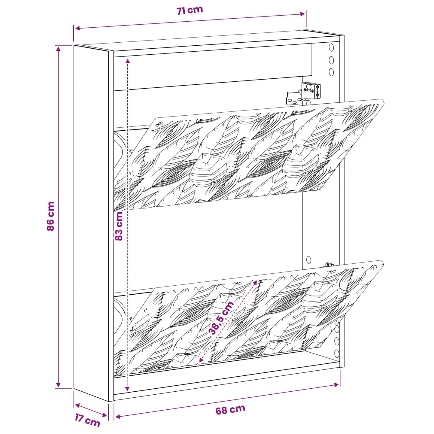 vidaXL Τοίχου Ντουλάπα Παπουτσιών DELFT 71 x 17 x 86 εκ.
