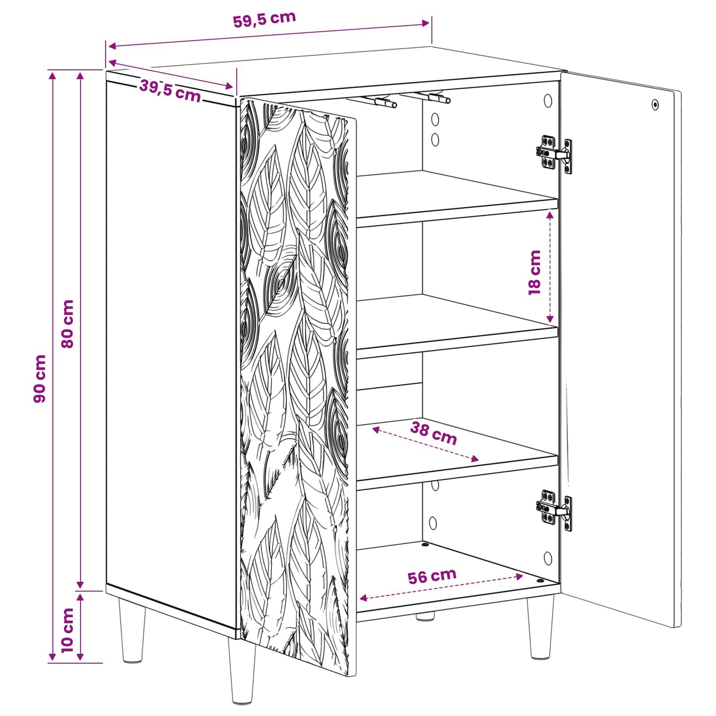 vidaXL Ντουλάπα Παπουτσιών DELFT 59,5 x 39,5 x 90 εκ. Μαύρο