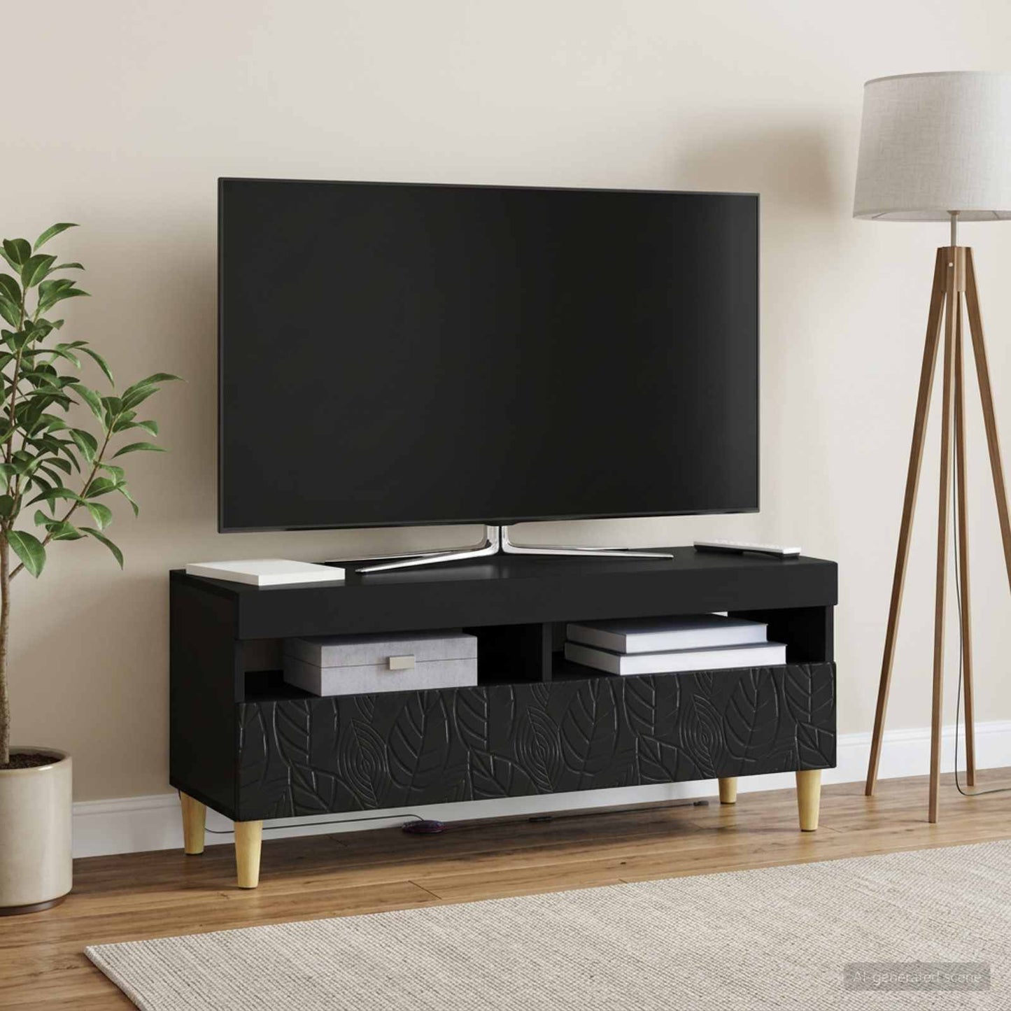 vidaXL Ντουλάπα LED Τηλεόρασης Μαύρο Επεξεργασμένο Ξύλο