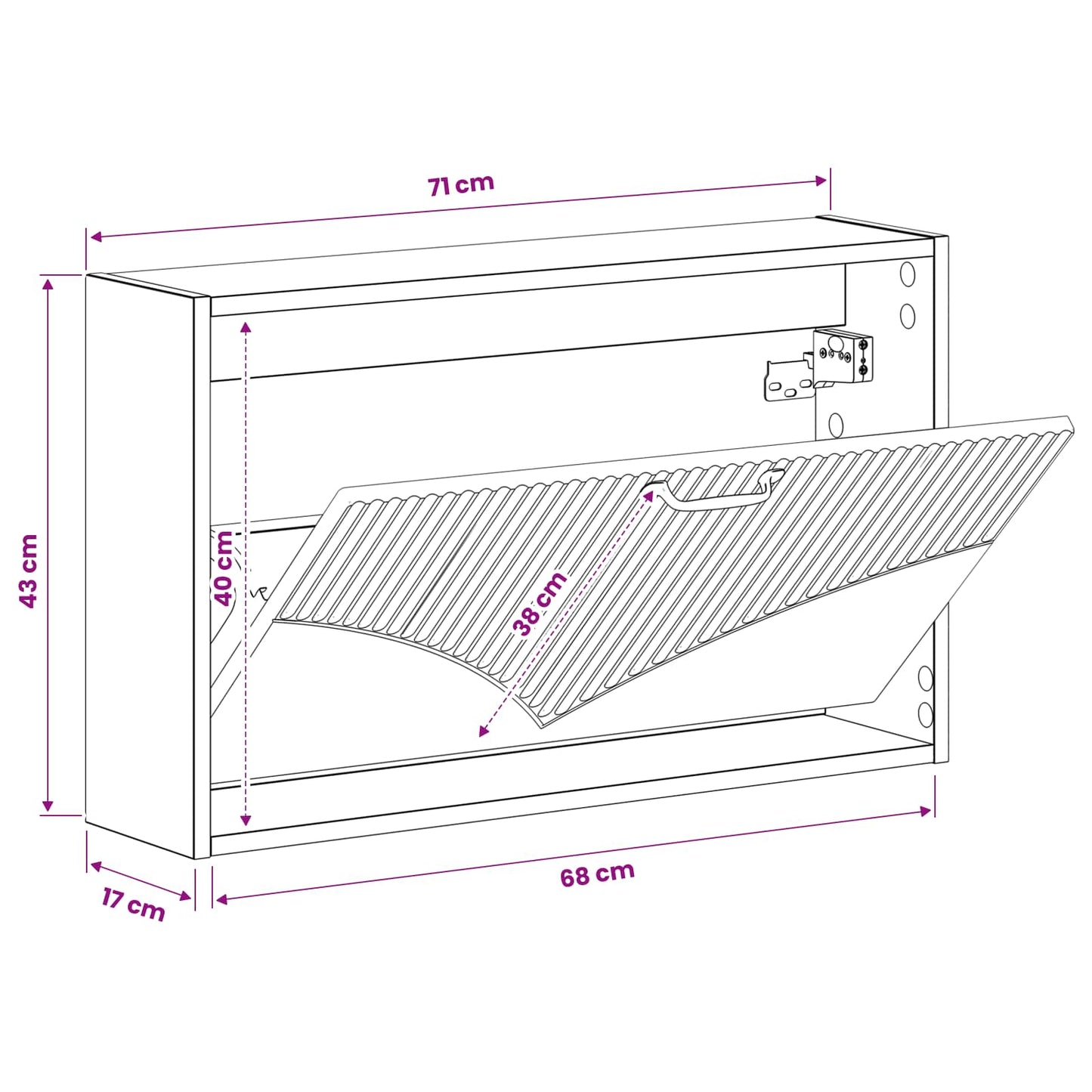 vidaXL Τοίχου Ντουλάπα Παπουτσιών HOORN 71 x 17 x 43 εκ Sonoma Δρυς