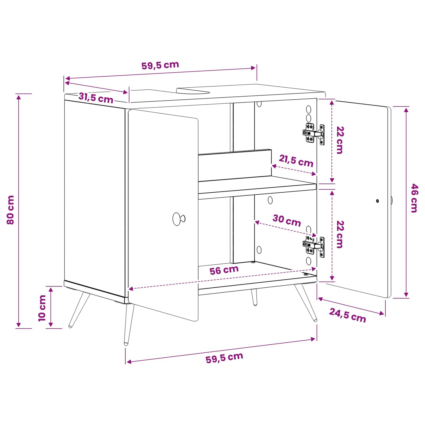 vidaXL Ντουλάπα Νιπτήρα Mπάνιου BREDA Λευκό 59,5 x 31,5 x 59 εκ.