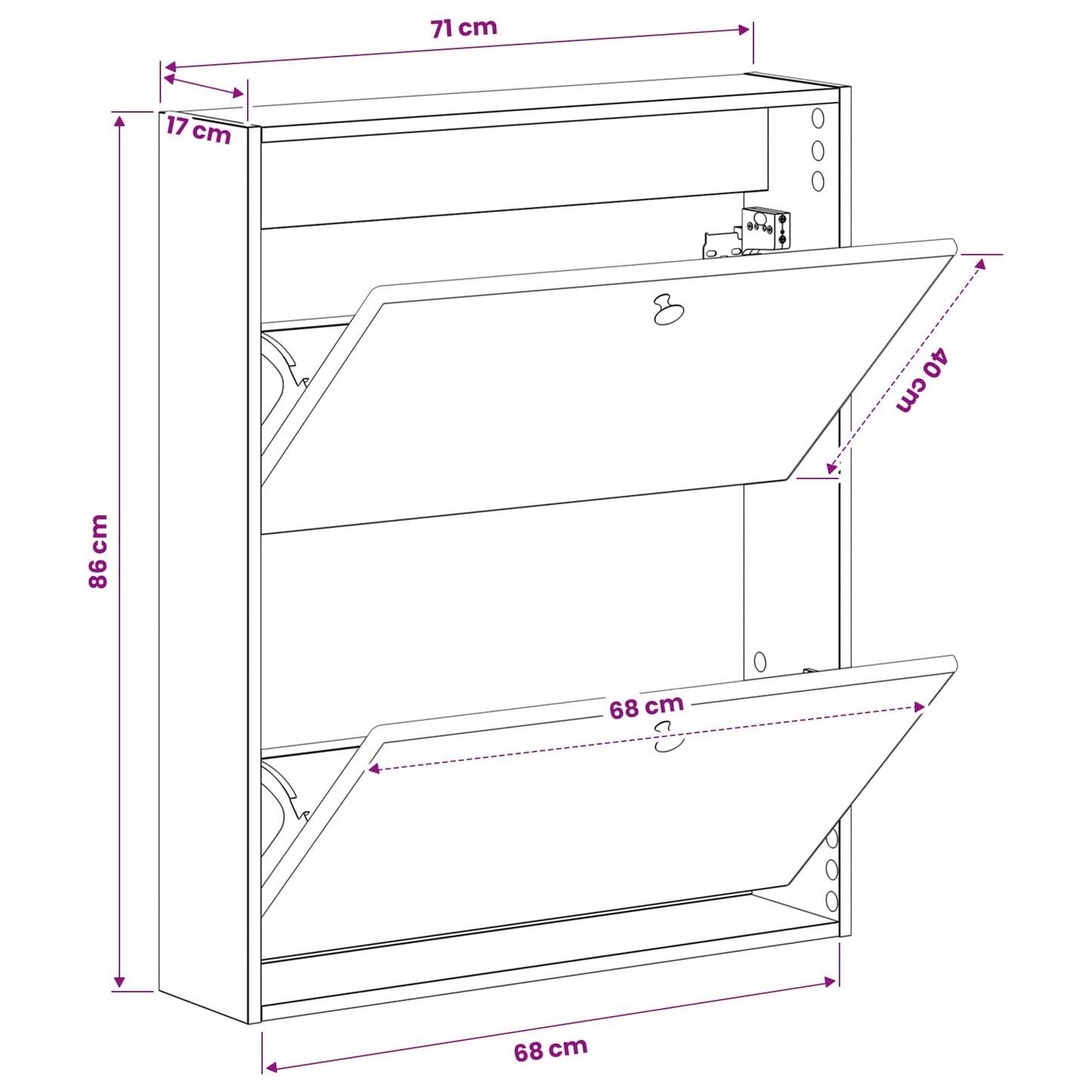 vidaXL Τοίχου Ντουλάπα Παπουτσιών BREDA 71 x 17 x 86 εκ.