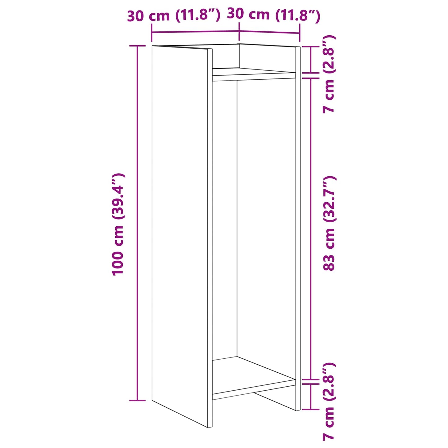 vidaXL Βάση φυτών Γκρι Σκυροδέματος 30 x 30 x 100 εκ