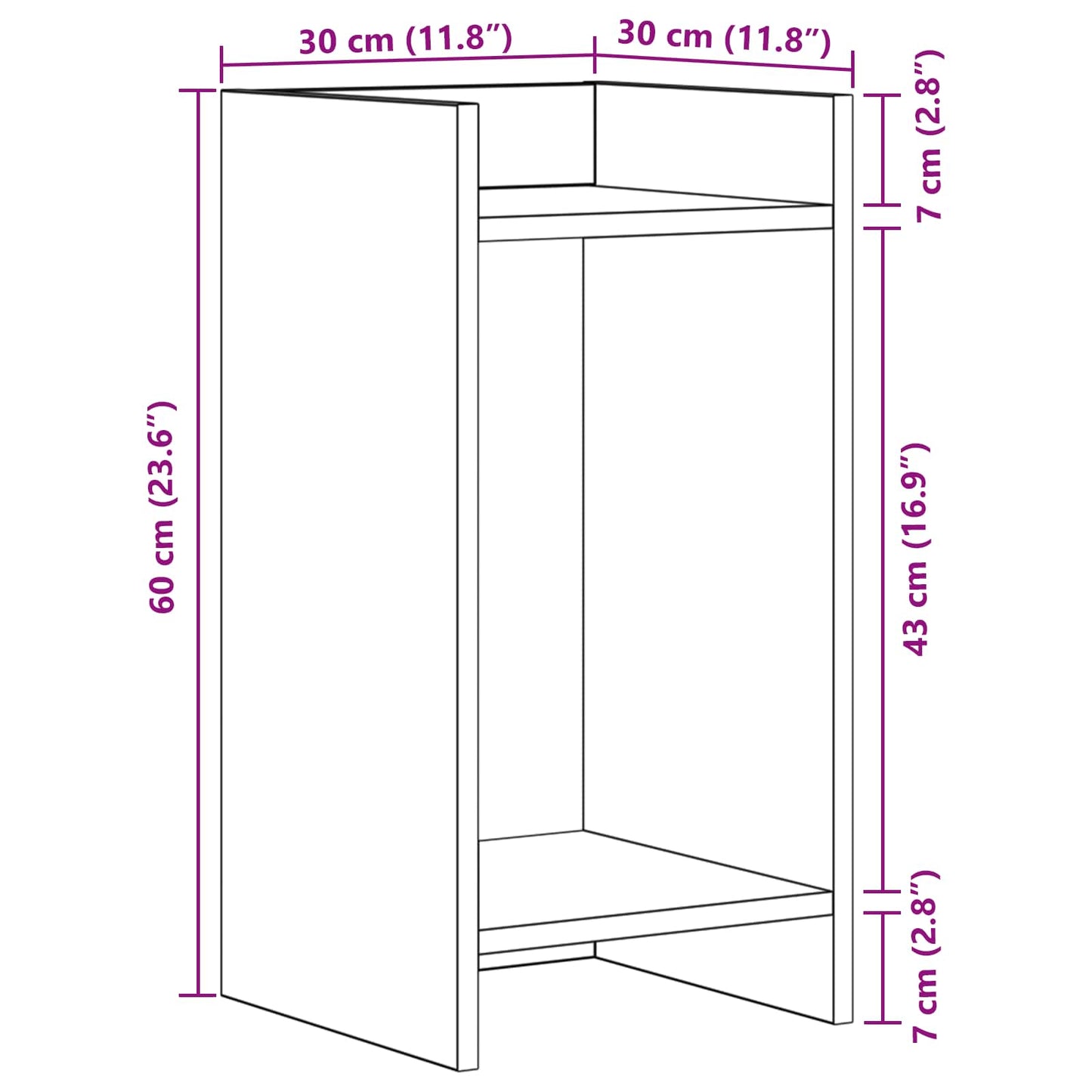 vidaXL Βάση φυτών Artisan Δρυς 30 x 30 x 60 cm Επεξεργασμένο Ξύλο