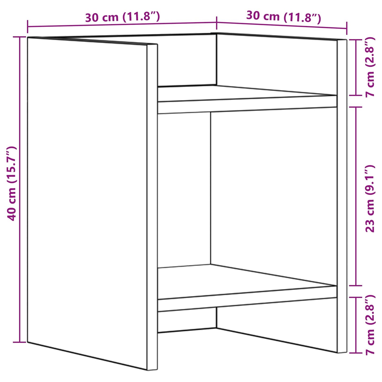 vidaXL Βάση φυτών Sonoma Δρυς 30 x 30 x 40 cm Επεξεργασμένο Ξύλο