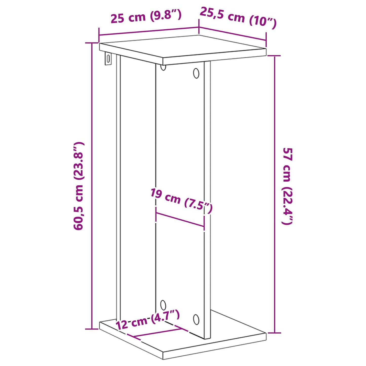 vidaXL Βάση φυτών Λευκό 25 x 25,5 x 60,5 εκ. Επεξεργασμένο Ξύλο
