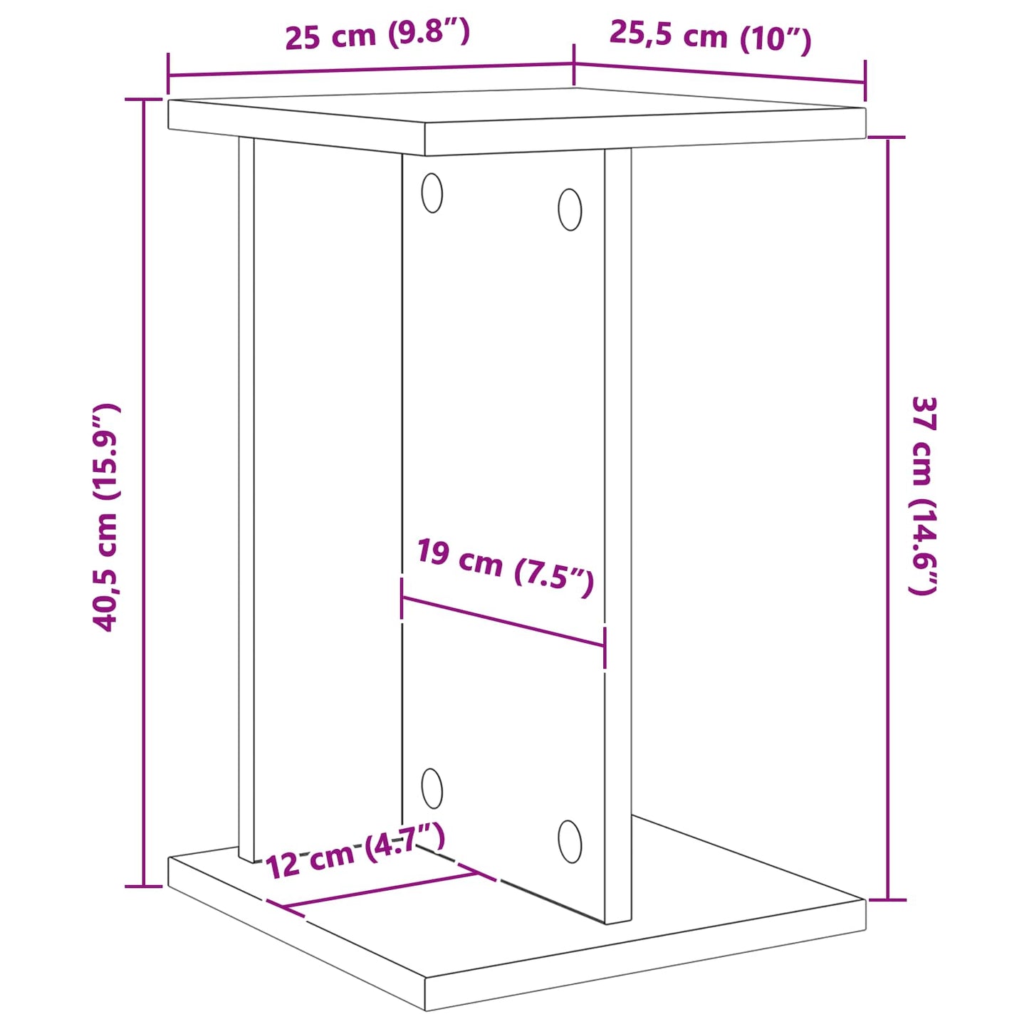 vidaXL Βάση φυτών Δρύς Sonoma 25 x 25,5 x 40,5 εκ.