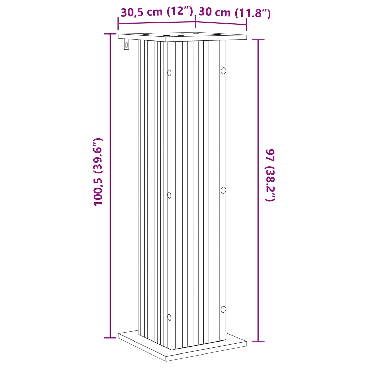 vidaXL Βάση φυτών 2 τμχ. Γκρι Sonoma 30,5 x 30 x 100,5 εκ
