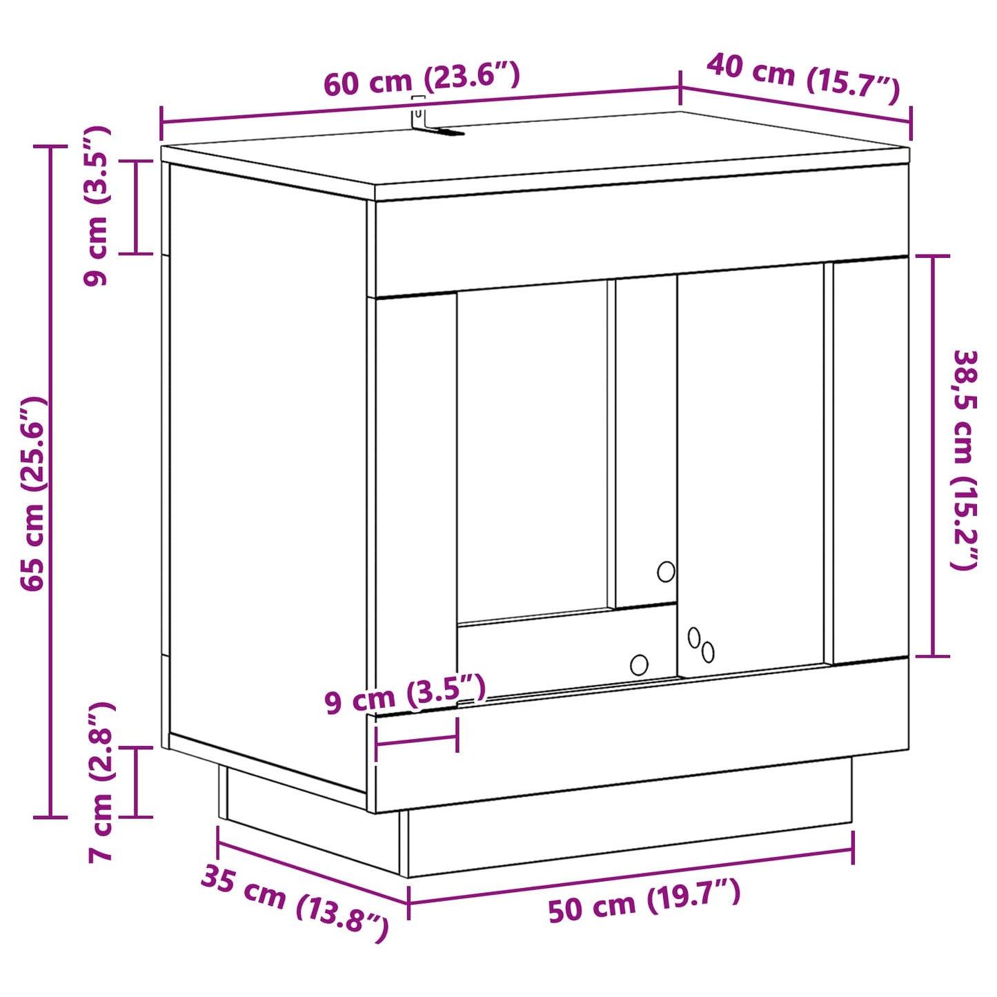 vidaXL Τραπεζάκι Πλευράς Sonoma Δρυς 60 x 40 x 65 εκ.