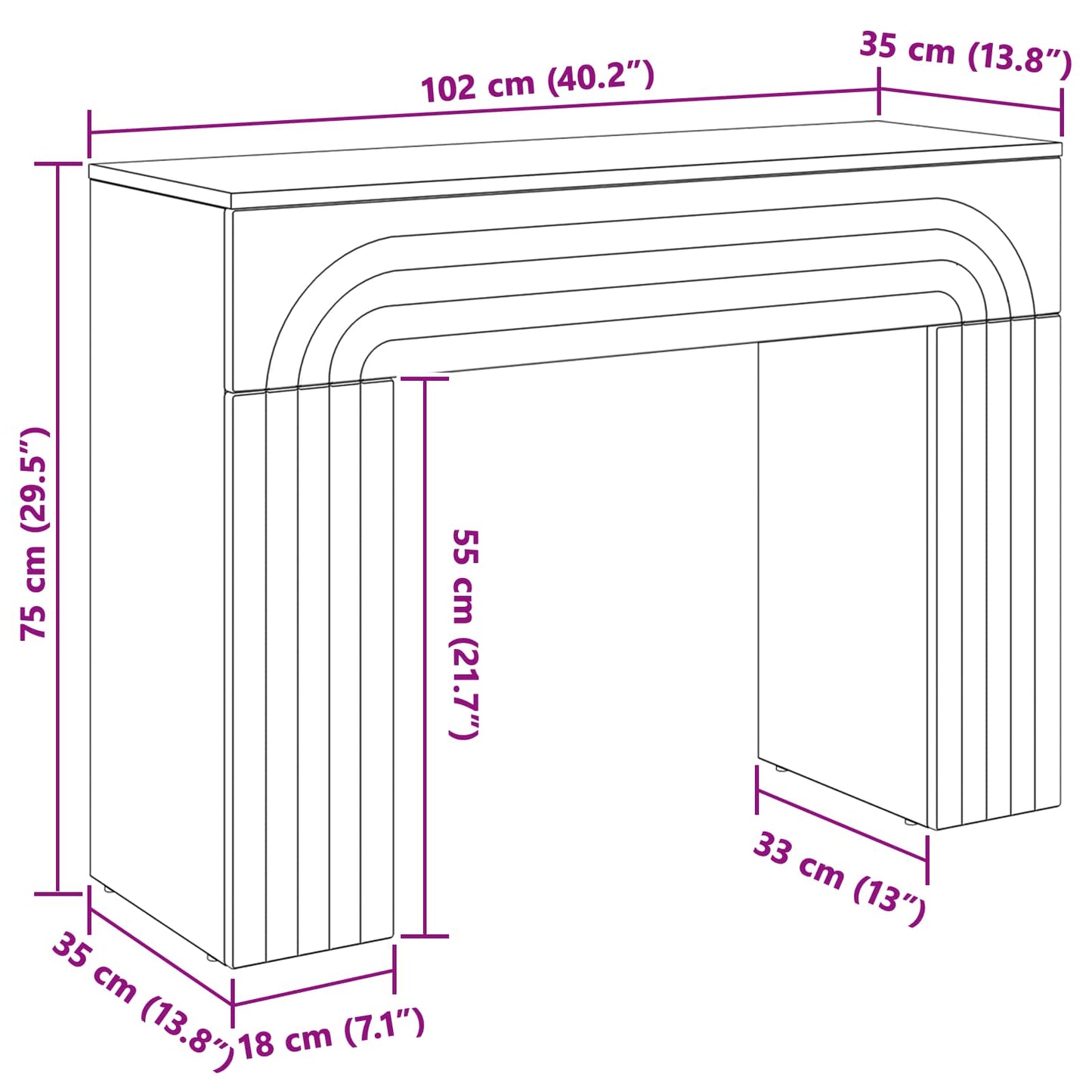 vidaXL Τραπεζάκι σαλονιού Λευκό 102 x 35 x 75 εκ Επεξεργασμένο Ξύλο